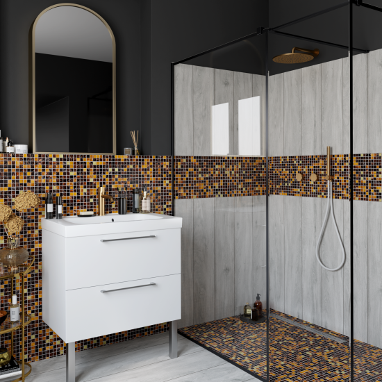 Мозаика стеклянная KREAFORTA коричневая 327x327x4 мм