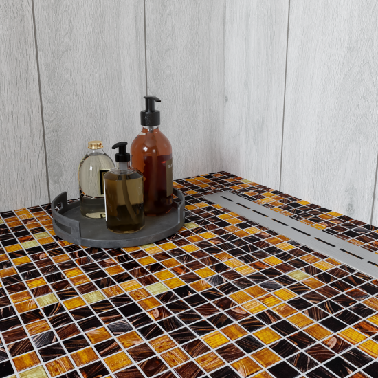 Мозаика стеклянная KREAFORTA коричневая 327x327x4 мм