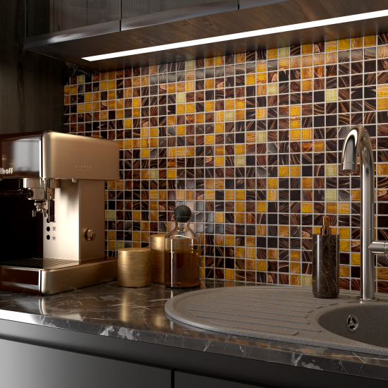 Мозаика стеклянная KREAFORTA коричневая 327x327x4 мм