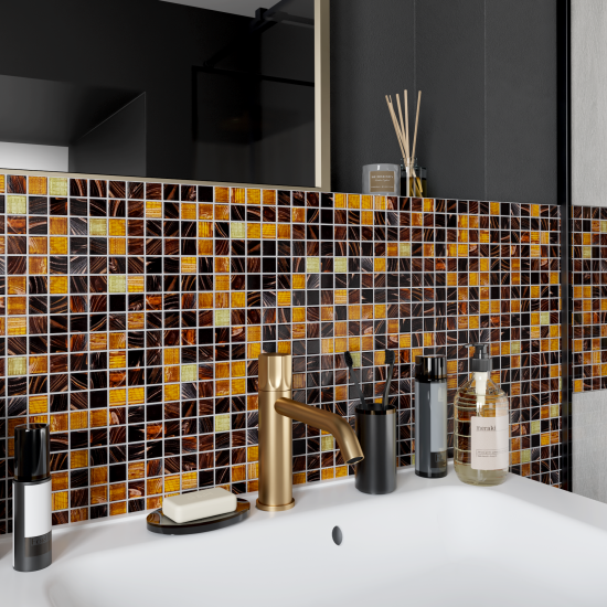 Мозаика стеклянная KREAFORTA коричневая 327x327x4 мм