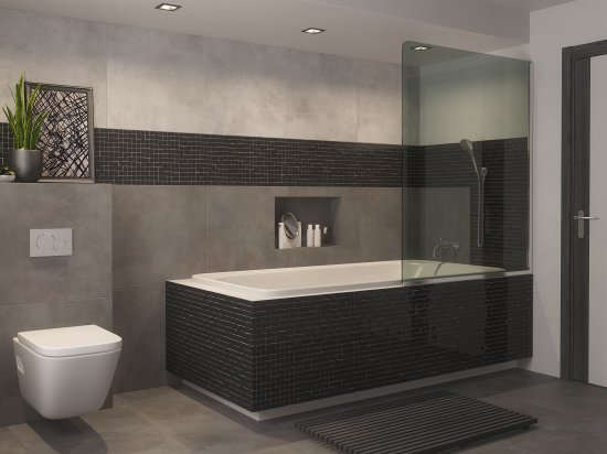 Мозаика стеклянная KREAFORTA черная 300x300x4 мм