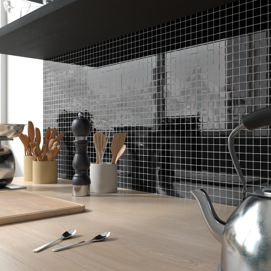 Мозаика стеклянная KREAFORTA черная 300x300x4 мм