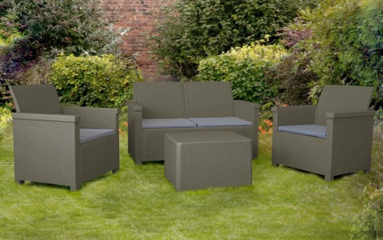 Набор садовой мебели BEGINIA Basegi пластик капучино стол 1 шт, диван 1 шт, кресло 2 шт