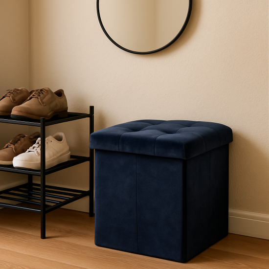 Пуф складной темно-синий 38x38 см