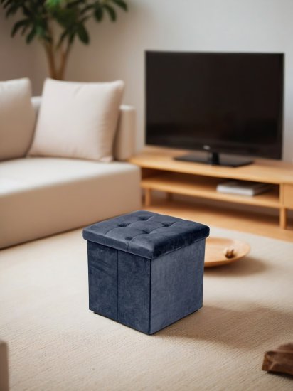 Пуф складной темно-синий 38x38 см