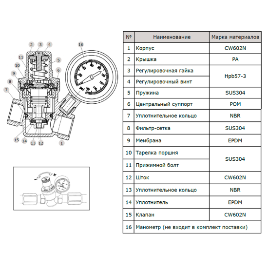 Редуктор давления мембранный Heizen 224С 1/2