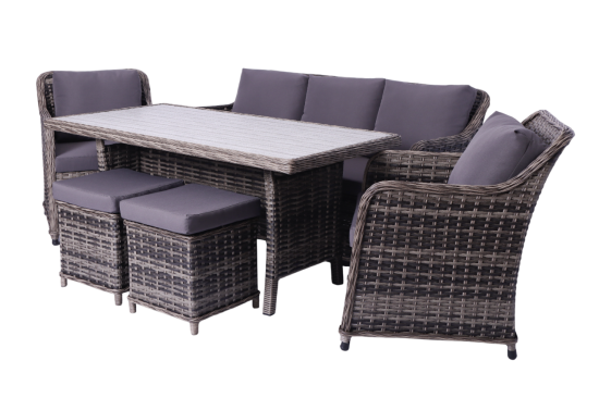 Набор садовой мебели для обеда Stavr искусственный ротанг серый