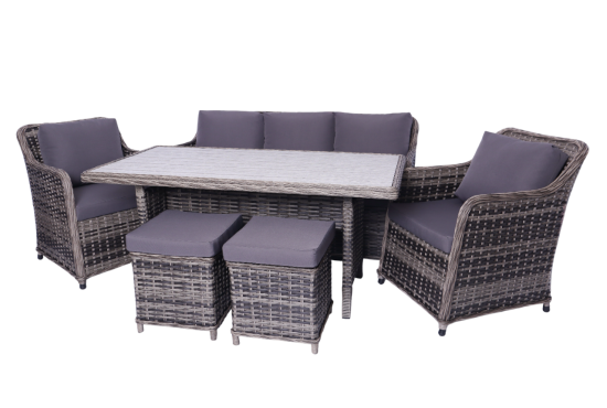 Набор садовой мебели для обеда с подушками Stavr искусственный ротанг серый