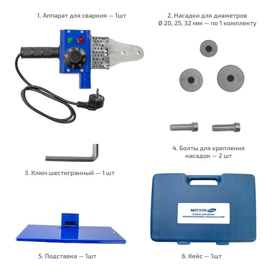 Аппарат для сварки полипропиленовых труб Мегеон 98106 800 Вт