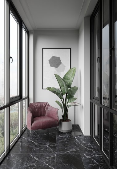 Глазурованный керамогранит KREAFORTA Dina 42x42 см 1.587 м² сатинированный цвет черный