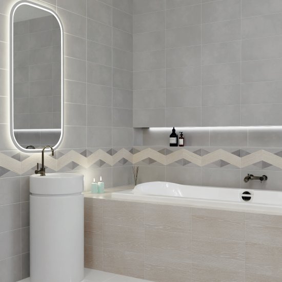 Плитка настенная Kreaforta Mersey Concrete 20x40 см 1.2 м² матовый цвет графитовый
