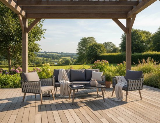 Набор садовой мебели для отдыха Garden Story Grande GS068 сталь серо-черный диван 1 шт. кресло 2 шт. столик 2 шт.