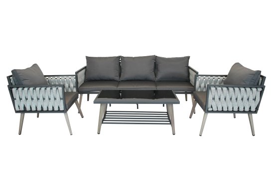 Набор садовой мебели для отдыха Garden Story Grande GS068 сталь серо-черный диван 1 шт. кресло 2 шт. столик 2 шт.