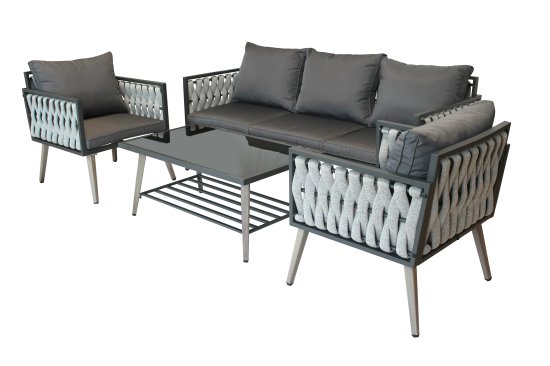 Набор садовой мебели для отдыха Garden Story Grande GS068 сталь серо-черный диван 1 шт. кресло 2 шт. столик 2 шт.