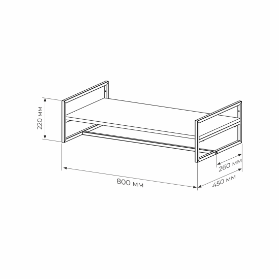 Настенная полка 80x45х22 см металл цвет черный