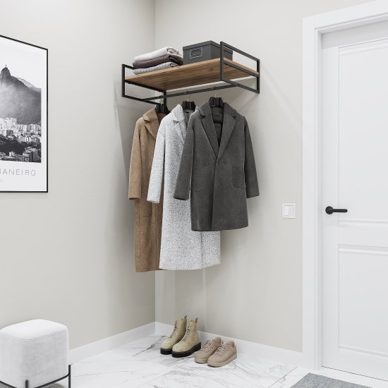 Настенная полка 80x45х22 см металл цвет черный