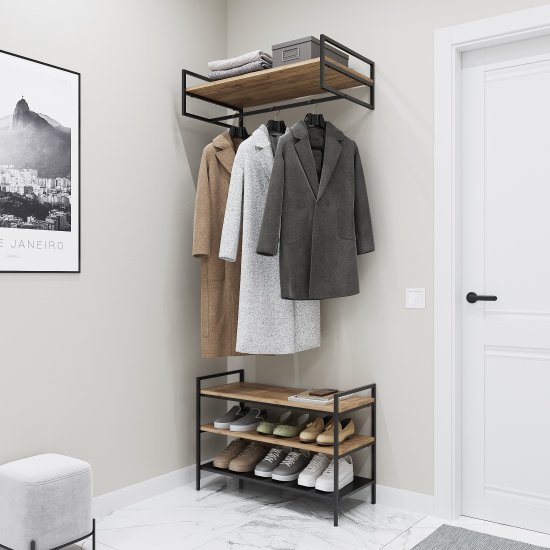 Настенная полка 80x45х22 см металл цвет черный