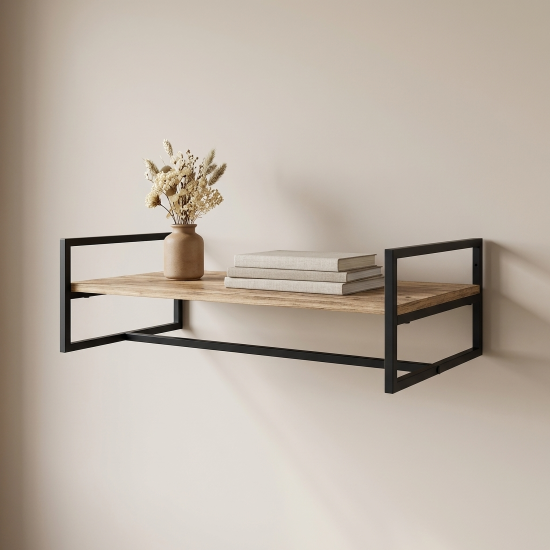 Настенная полка 80x45х22 см металл цвет черный