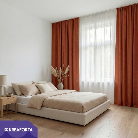 Штора на ленте со скрытыми петлями KREAFORTA Looks 200x260 см цвет терракот