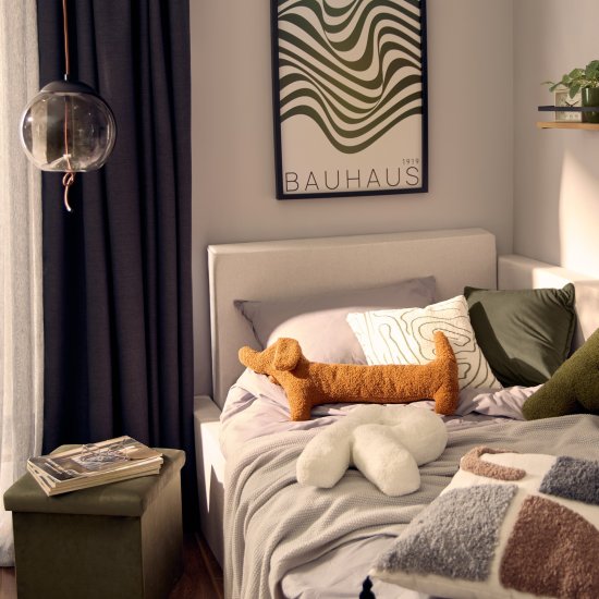 Декоративная подушка Такса 60x20 см цвет коричневый