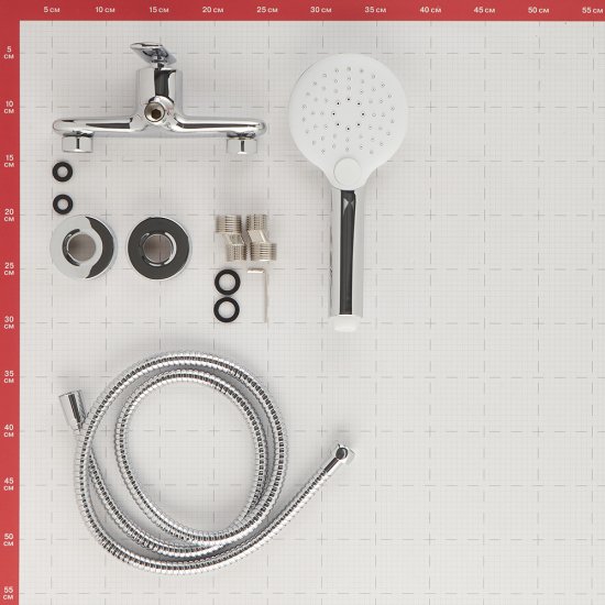 Смеситель для душа без излива Lavelly Vertex хром/белый с лейкой однорычажный (673096)