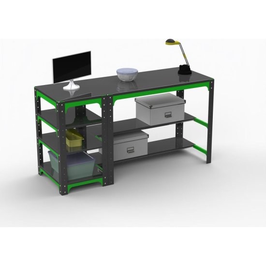 Стол металлический ООО Металекс KIT 750x1200x400, с боковыми полками и перфопанелью