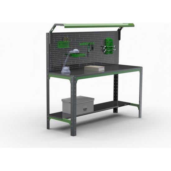 Стол металлический ООО Металекс серия KIT 750x1200x400 мм, одна полка + перфопанель с комплектом освещения, ОЧ