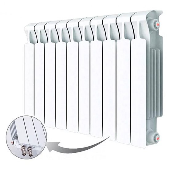 Радиатор биметаллический Rifar Monolit Ventil MVR 500 мм 10 секций 3/4 нижнее правое подключение белый