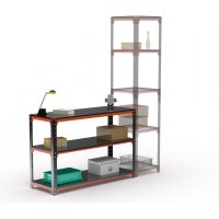 Стол-верстак ООО Металекс серия KIT 950х1100х400, две полки, оранжево-черный