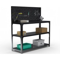 Стол-верстак ООО Металекс KIT 950х1700х500 мм, две полки + перфопанель с комплектом аксессуаров, черный