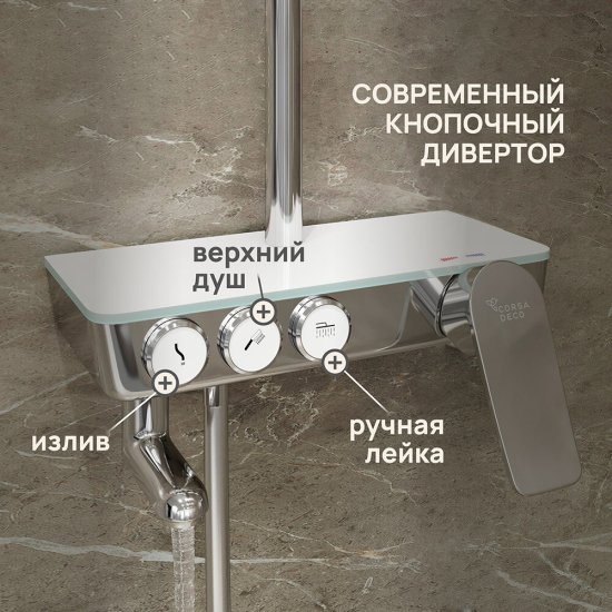 Душевая система Corsa Deco QX с верхним душем с лейкой со смесителем хром (SSFQX320S)