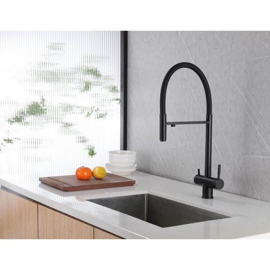 Смеситель для кухни Abber Wasser Kreis черный с высоким изливом с подключением к фильтру однорычажный (AF81141B)