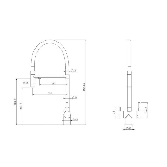 Смеситель для кухни Abber Wasser Kreis черный с высоким изливом с подключением к фильтру однорычажный (AF81141B)