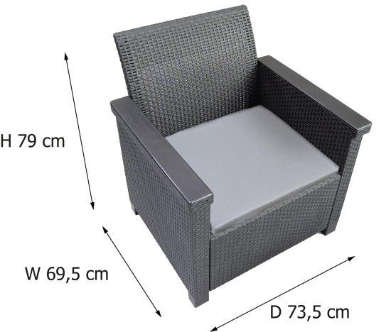 Кресло садовое BEGINIA Basegi 73.5x69.5x79 см полипропилен темно-серый