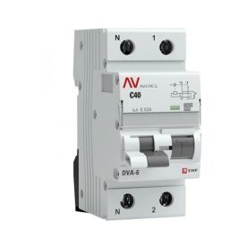 Автомат дифференциальный EKF Averes DVA-6 40А 1P+N тип AC 30 мА 6 кА (rcbo6-1pn-40C-30-ac-av)