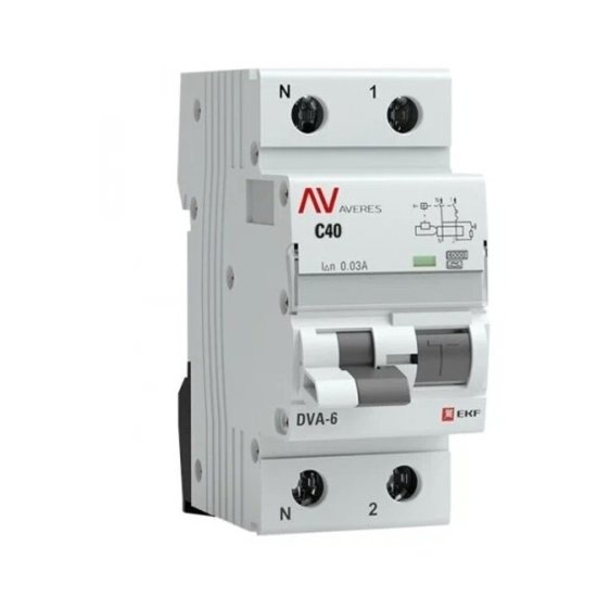 Автомат дифференциальный EKF Averes DVA-6 40А 1P+N тип AC 30 мА 6 кА (rcbo6-1pn-40C-30-ac-av)