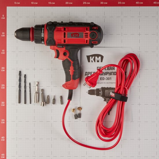 Дрель-шуруповерт сетевая КМ ED-301 300 Вт