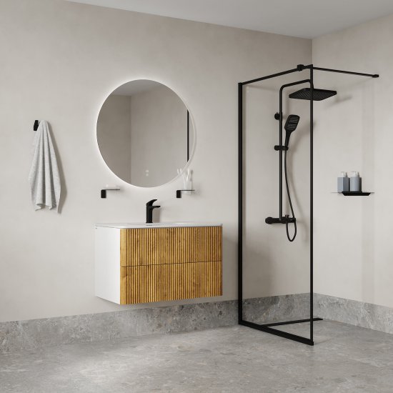 Душевая система Iddis Lahta LAHBLTHi06 с термостатом 3 режима цвет черный матовый