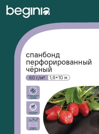 Укрывной материал BEGINIA 60 г/м² 1.6x10 м полипропилен черный