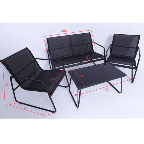 Набор садовой мебели Brut металл черный диван 1 шт.
