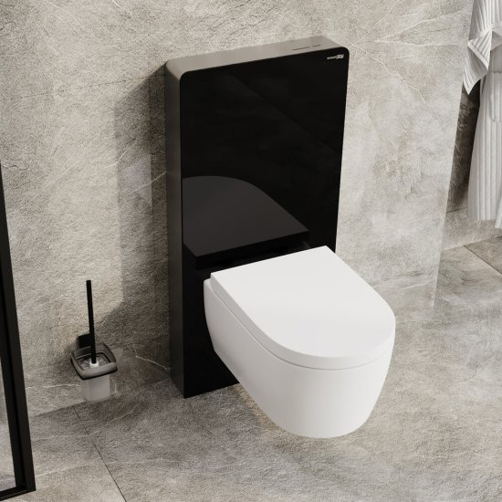 Инсталляция WasserKraft Naab 86 для подвесного унитаза с кнопкой черной со звукоизоляцией (86TLT.040.SE.BL)