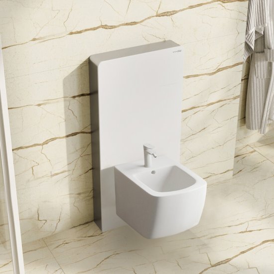 Инсталляция WasserKraft Naab 86 для биде с кнопкой белой со звукоизоляцией (86BDT.050.WH)