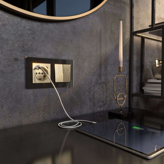 Выключатель Werkel двухклавишный встраиваемый шампань рифленый проходной (a051420)