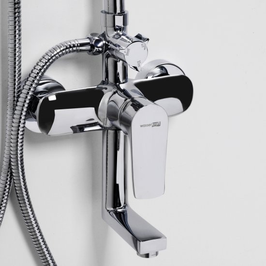 Душевая система WasserKraft с верхним душем с лейкой со смесителем хром (A16601)