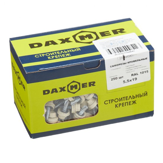Саморезы кровельные с буром 19х5,5 мм металл-металл слоновая кость RAL 1015 Daxmer (250 шт.)
