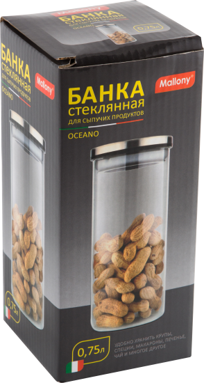 Банка для сыпучих продуктов Mallony Oceano 0.75 л стекло цвет прозрачный