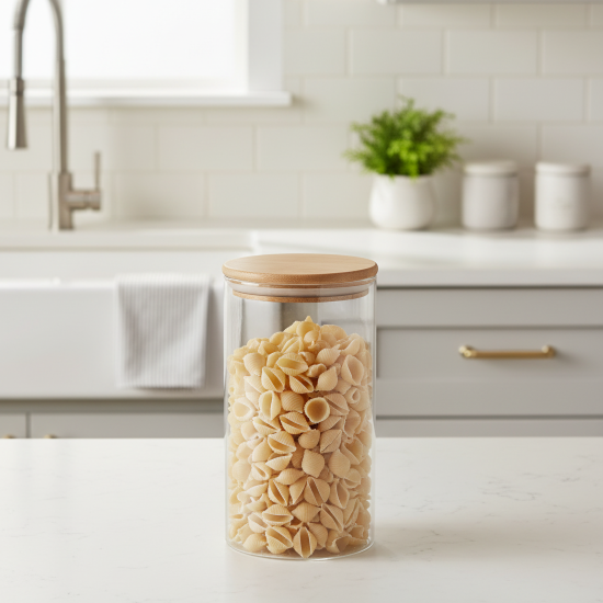 Банка для сыпучих продуктов Mallony Bambu 1.3 л стекло цвет прозрачный