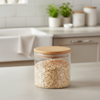 Банка для сыпучих продуктов Mallony Bambu 0.45 л стекло цвет прозрачный