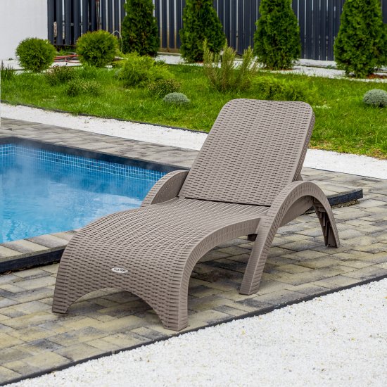 Шезлонг без подушки Rattan 187x44 см пластик серый