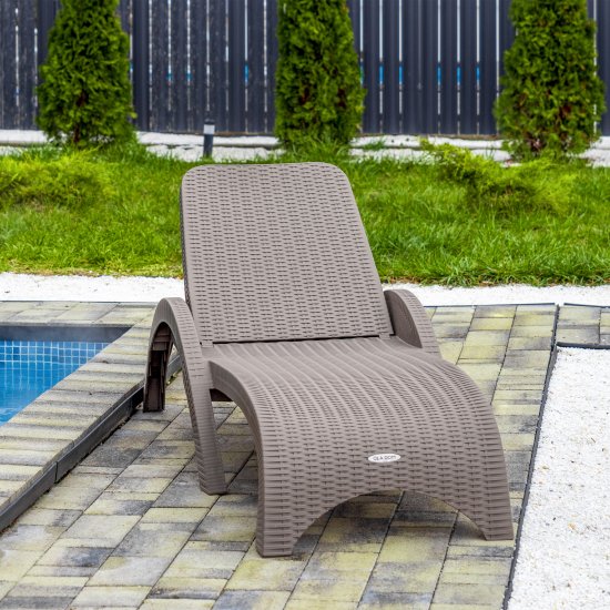 Шезлонг без подушки Rattan 187x44 см пластик серый